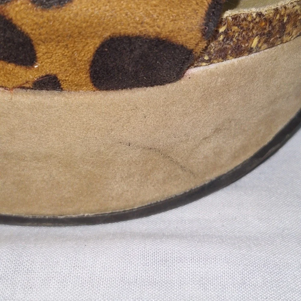 Y2K Boho Glam Pierre Dumas Bronze Leopard 8 Platform Wedge Sandals Womens